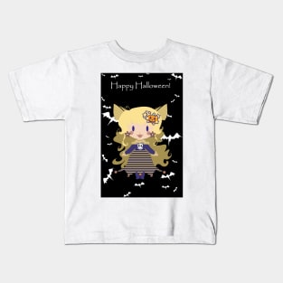 "Happy Halloween" Cute Blonde Halloween Lady Kids T-Shirt